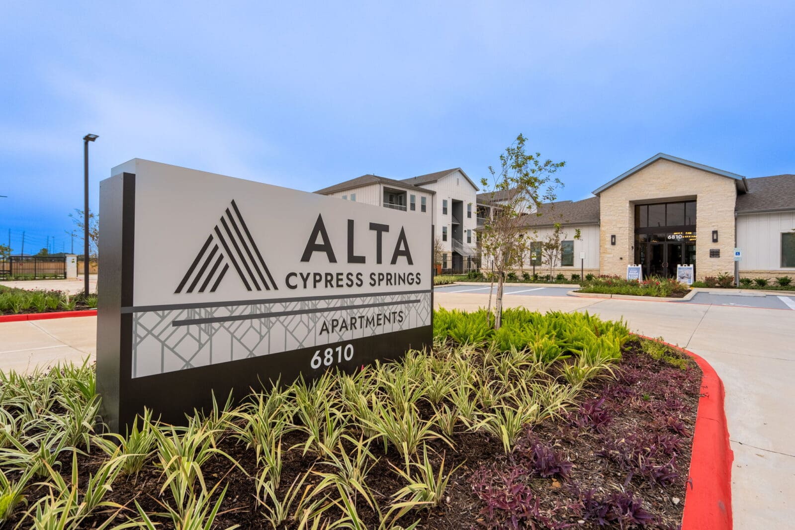 Exterior of Alta Cypress Springs leasing office on Fry Road.