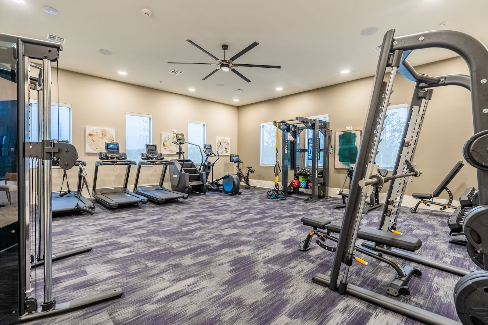 24/7 Fitness Center outfitted with superior equipment at our Cypress, TX apartments.