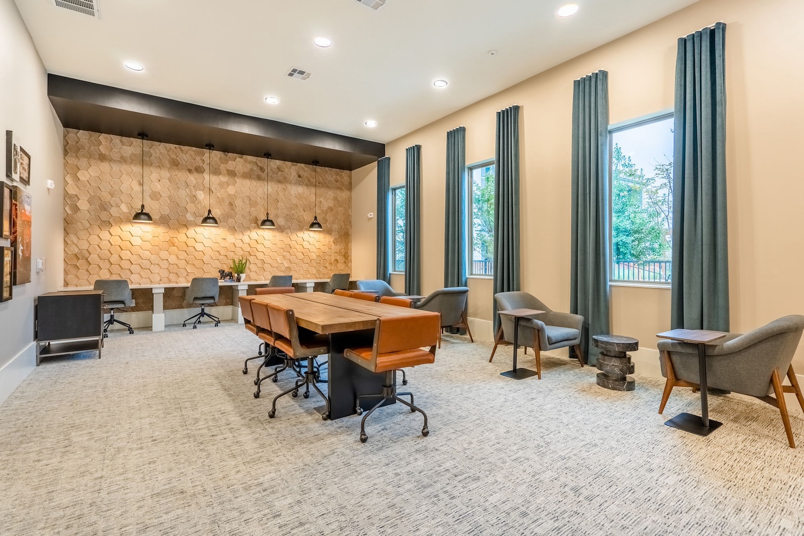 Work-Well space with a large conference room table and ample seating at our Cypress, TX apartments.